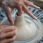 Karen Downing in her workshop 2017